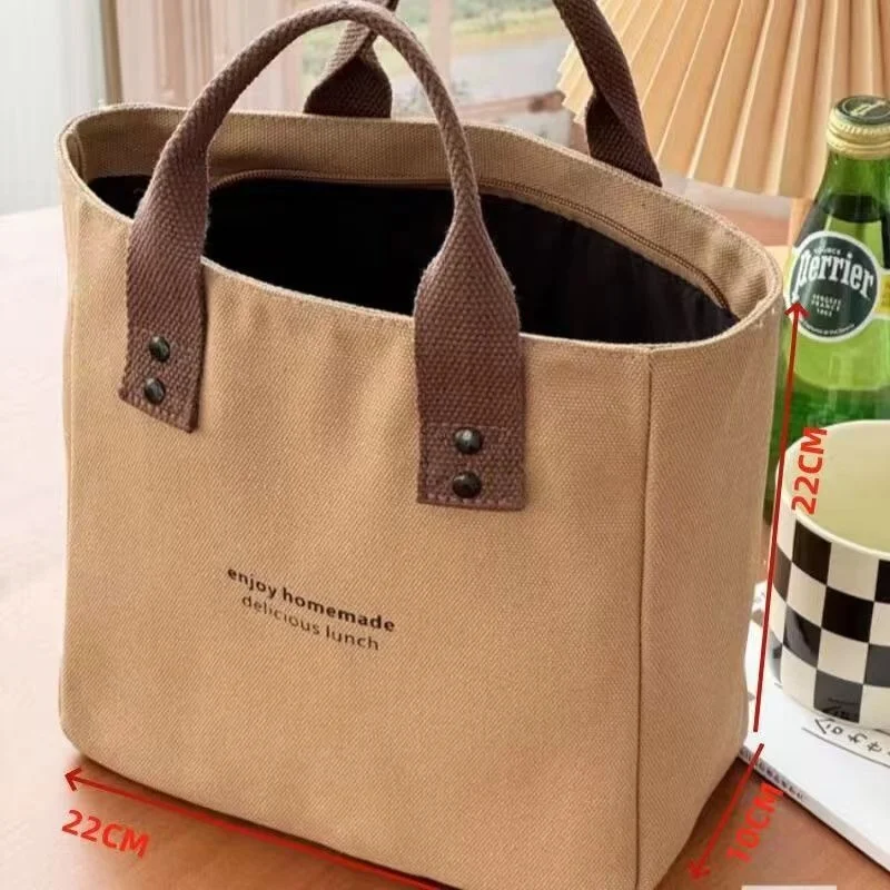 

Japanese Style Canvas Solid Color Handbag Ideal for Working Mothers to Carry Lunch Outdoors Perfect for Office Lunches