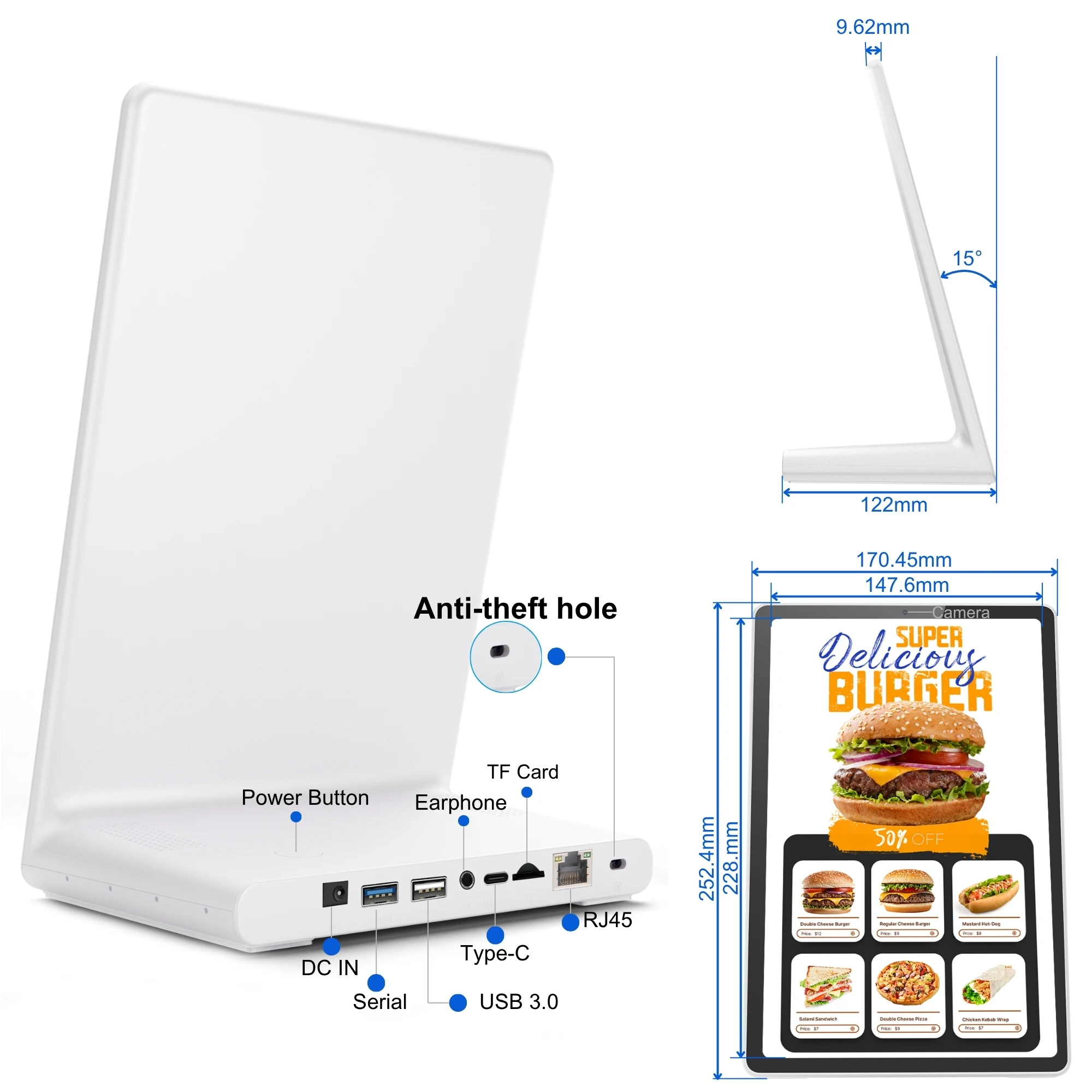 Customer Feedback Kiosk L-Shape Android Tablet For Customer Feedback Survey & Service Rating Desktop Terminal