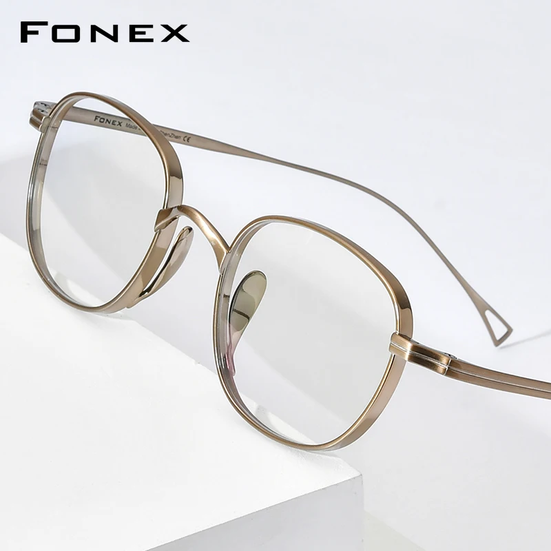 FONEX Pure Titanium Glasses Frame Men Brand Design Retro Ultralight Square Eyeglasses Japanese High-end Quality Eyewear 85649