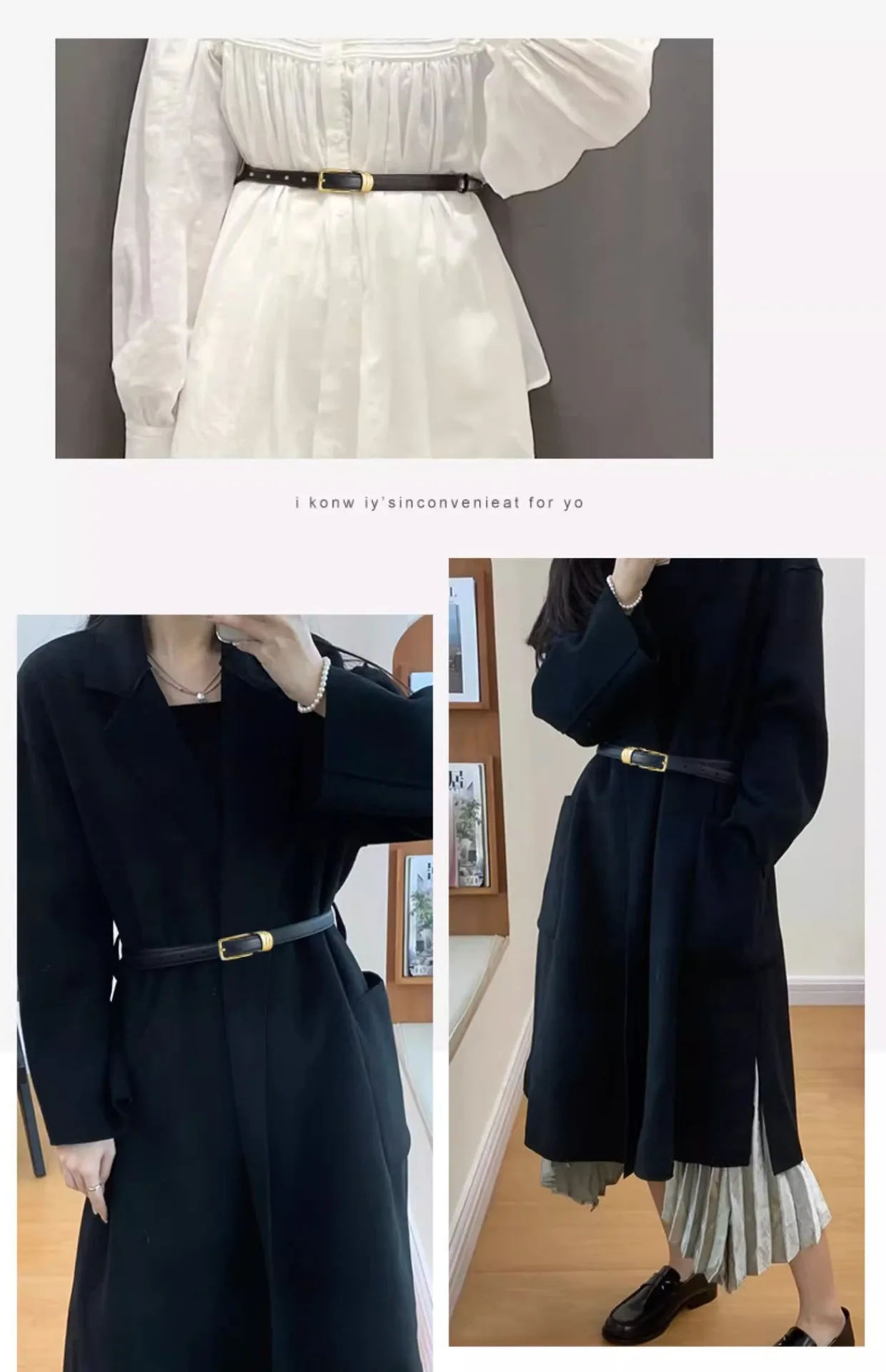 Neue frauen Trendy Gürtel Weibliche Quadratische Schnalle Echtes Leder Dünnen Gürtel Mode Vielseitig Dekorative Kleid Gürtel – Detail 3
