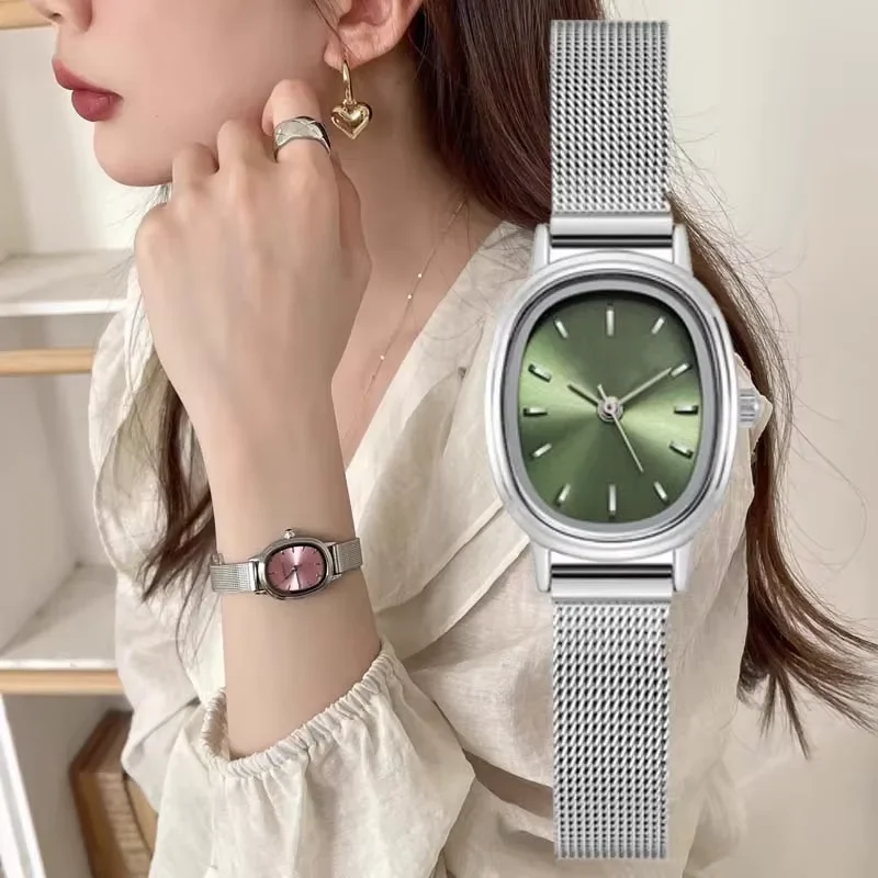Simple Brand Women Watch Small Oval Dial Green Ladies Wristwatches Luxury Girl Gift Watch Dropshipping Relojes Para Mujer