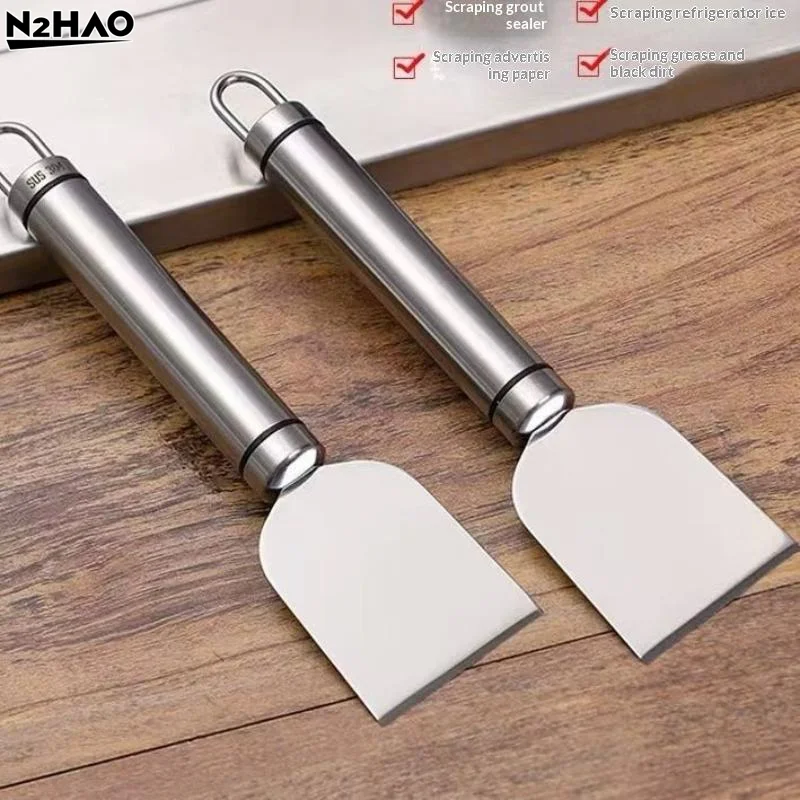Stainless Steel Cleaning Scraper With Rust Proof Blade Hanging Loop For Kitchen Grease Sticker Ice Residue Removal