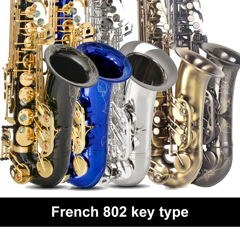 

France 802 Original 1 :1 key type Alto Saxophone black nickel gold Antique Copper Phosphor Bronze Eb Alto Sax instrumen