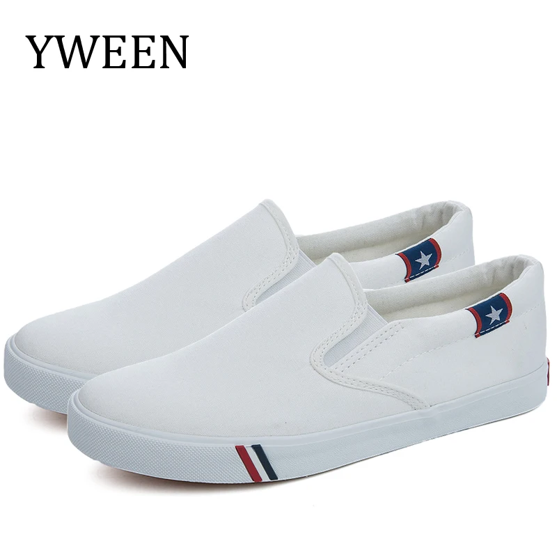 YWEEN New Men Vulcanize Shoes Man Fashion Sneakers Leisure Platform Flats Student Breathable White Single Shoes Slip-on Shoes