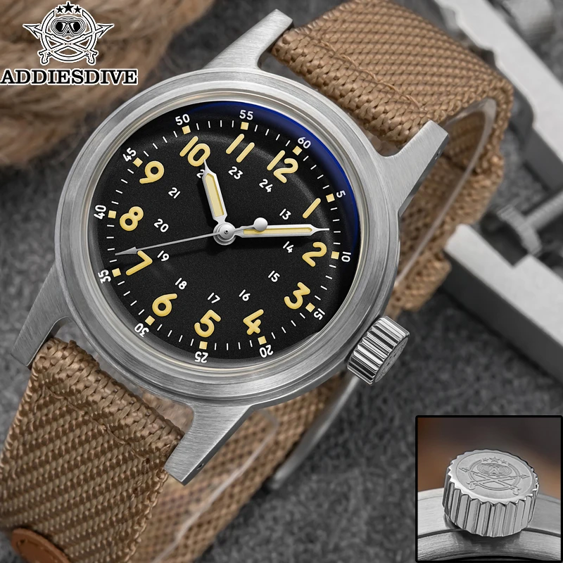 ADDIESDIVE Men Watch NH35A Bubble Mirror Glass Nylon 36mm BGW9 Luminous 200M Waterproof Automatic Mechanical Watch Reloj AD2076