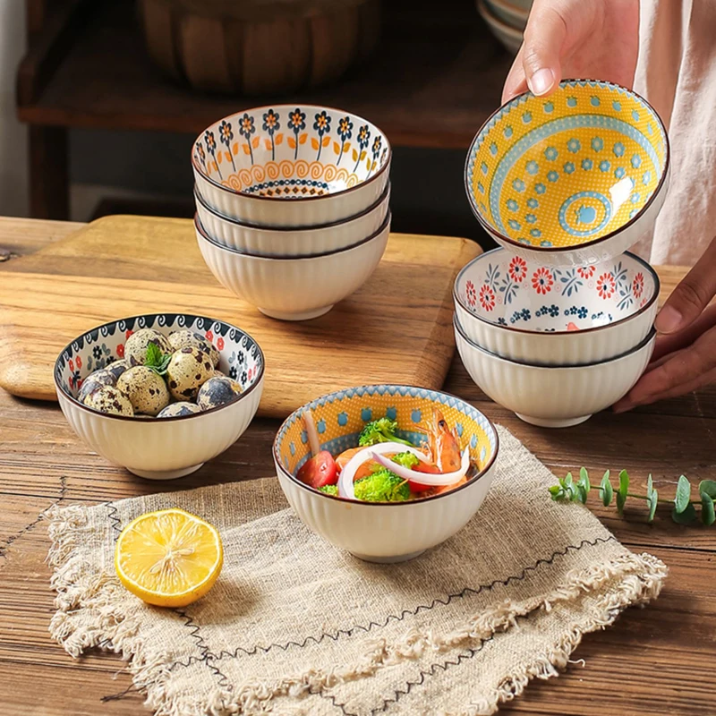 

4.5inch Six piece high - grade Japanese tableware ceramic bowl home eating rice bowl high appearance level dish set