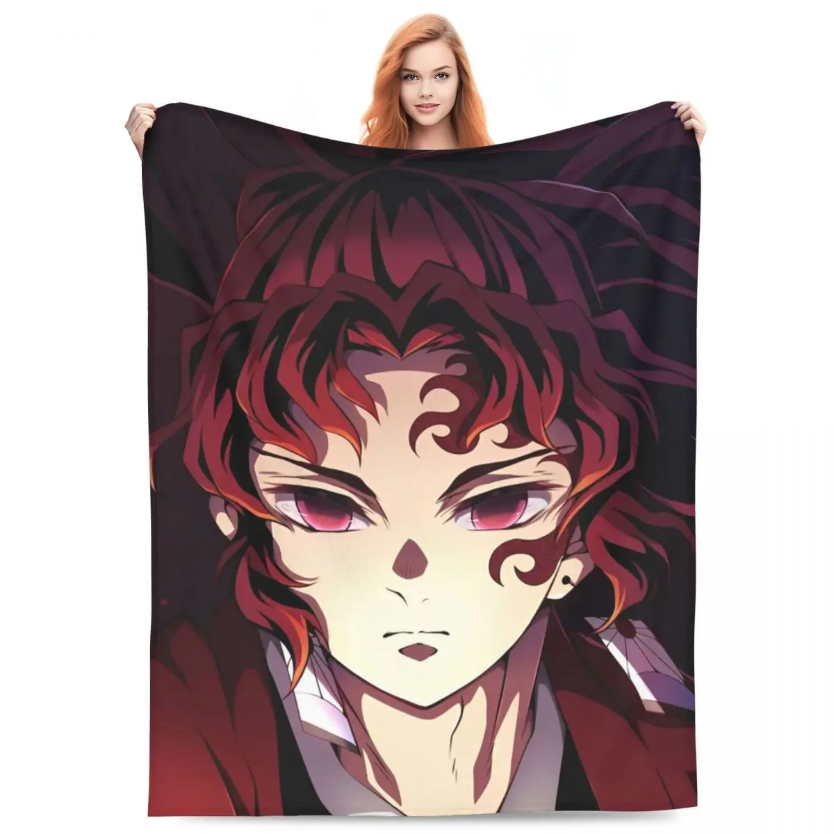 Yoriichi Flannel Blanket Anime Demon Slayer Funny Throw Blanket for Sofa Bedding Lounge 200x150cm Plush Thin Quilt