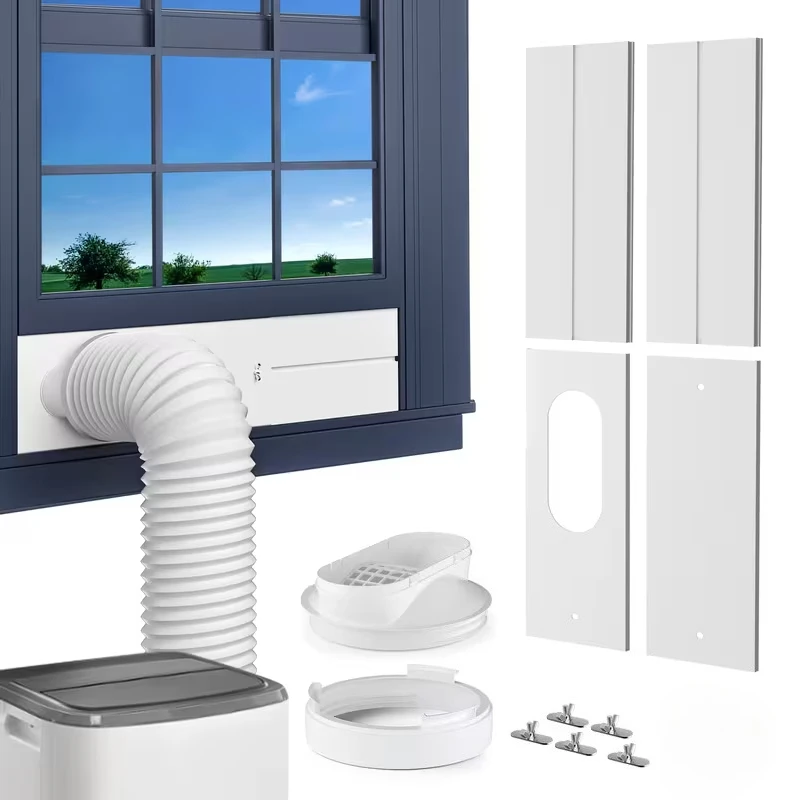 Adjustable Segmented Portable Air Conditioning Window Vent Kit Universal Stretchable Sliding Window Sealing Baffle