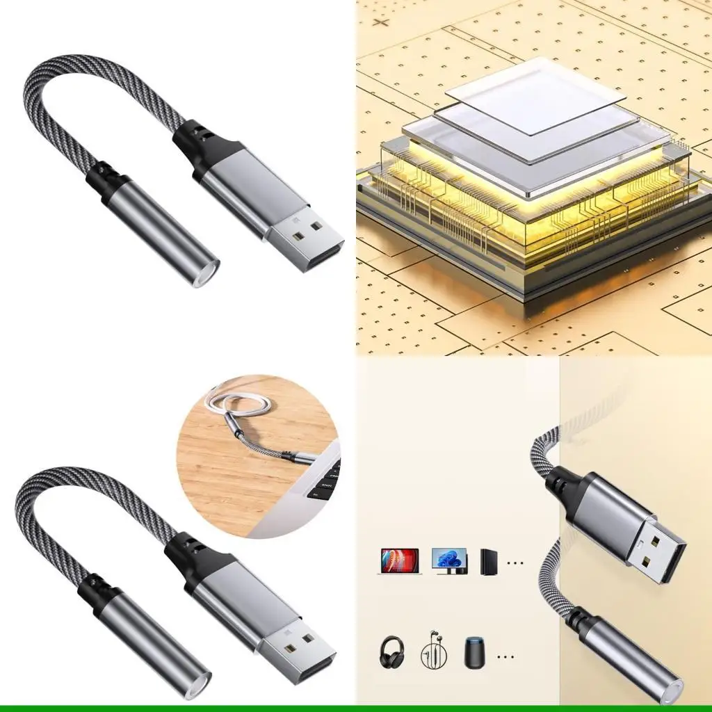 U55C USB to 3.5mm Auditory Adapter External Sound Card for Headphones and Microphones