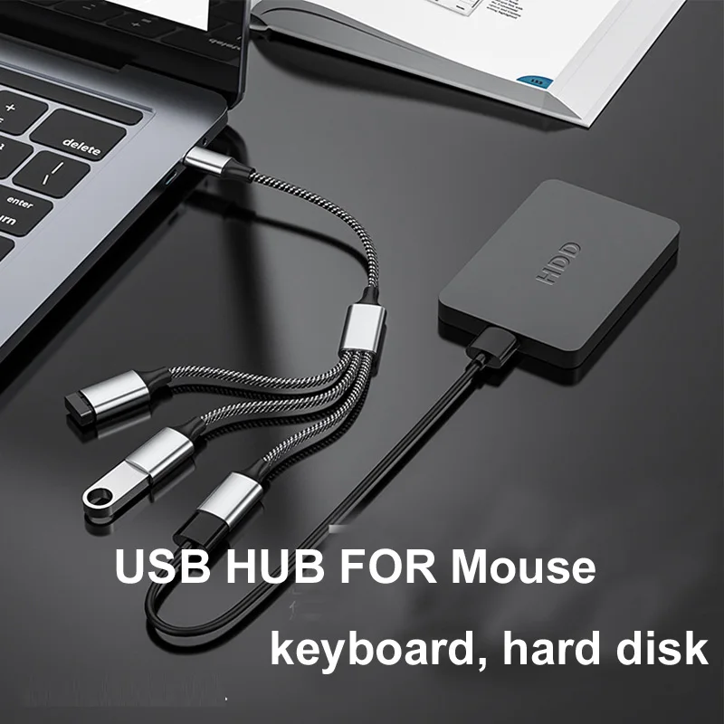 محول USB 4 منافذ OTG ، نقل بيانات ، شاحن هاتف ، موسع ، كابل تمديد للكمبيوتر الشخصي ، كمبيوتر محمول ، لوحة مفاتيح ، ماوس ، m ، 1 متر