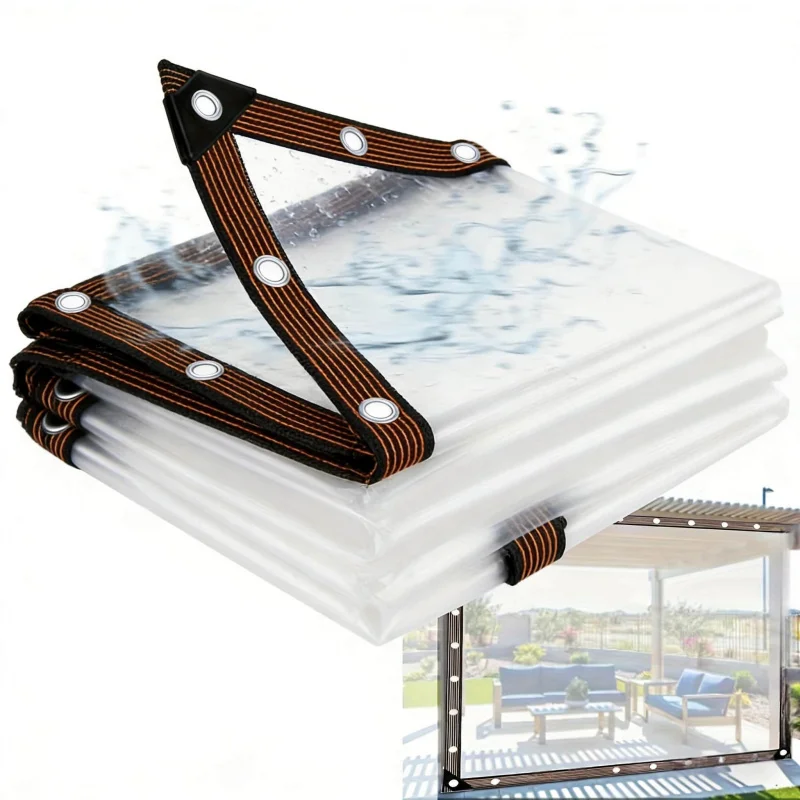 

High Transmittance Waterproof Tarpaulin for Greenhouses with Sealing Ring, Chicken Coop Sunshade, Camping Rainproof Cover, Outdo