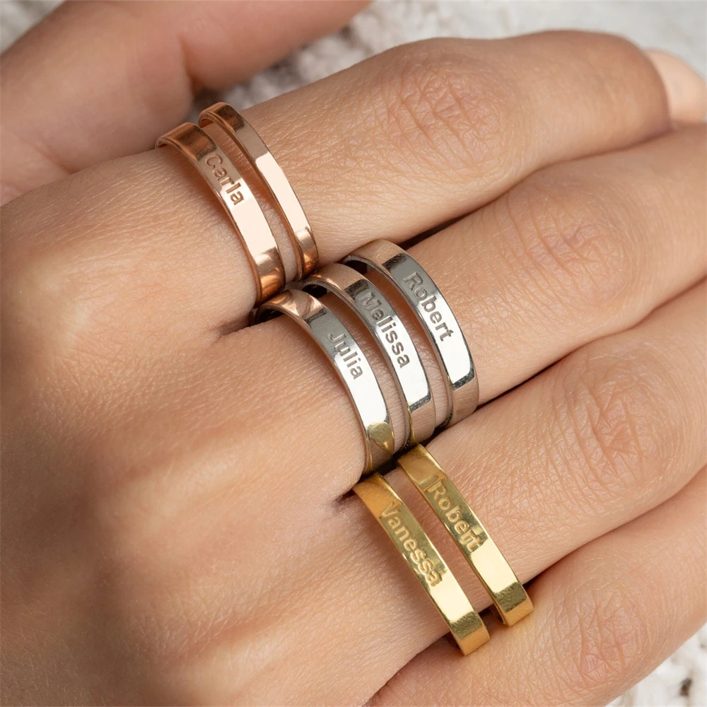 

Multi-Row Name Ring Personalized Stackable Multiple Names Ring for Women Jewelry Custom Family Friend Anillos Acero Inoxidables