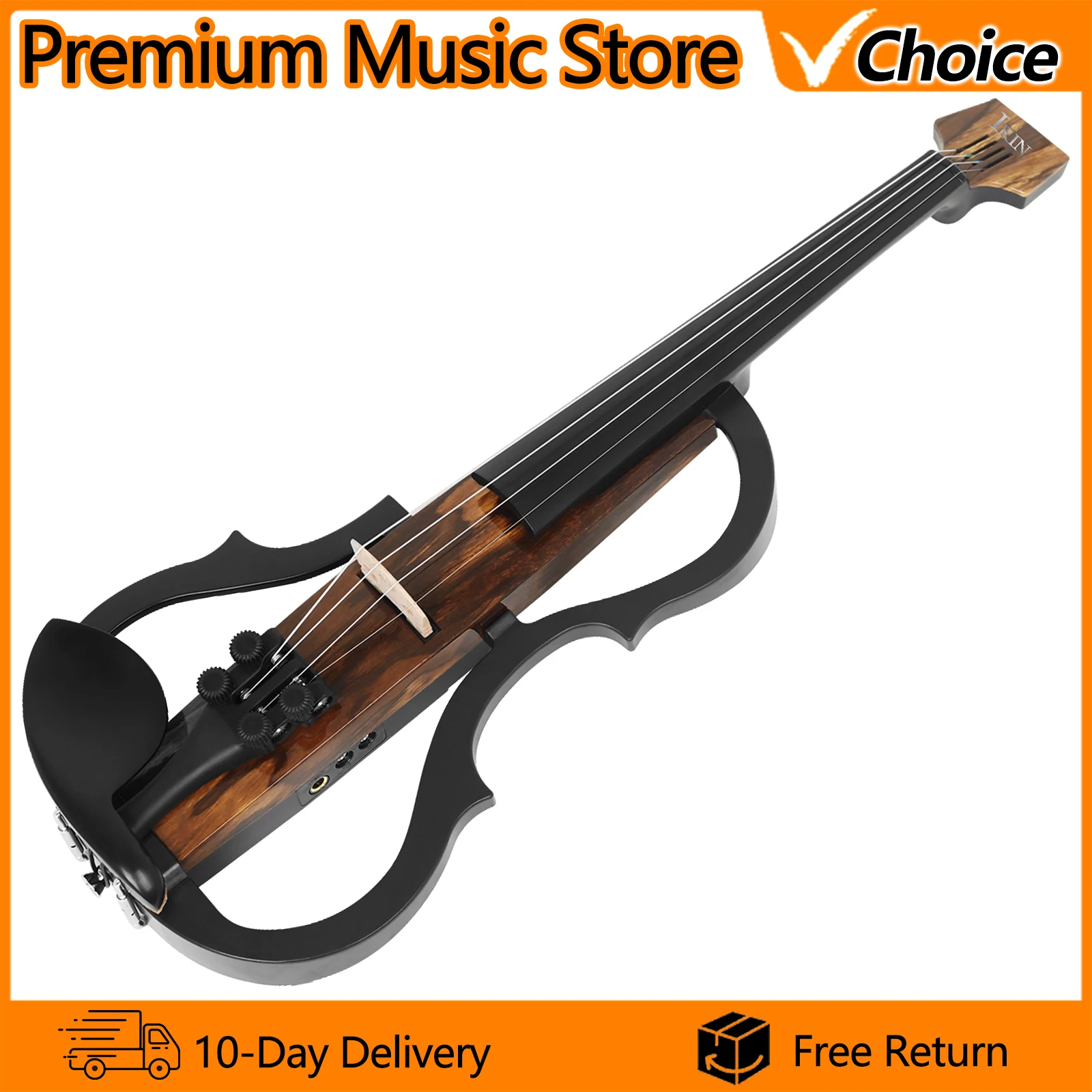 

4/4 электрическая скрипка из углеродного волокна, безголовая скрипка с бантом, чехол для переноски, кабель для наушников, подставка для плеч, детали и аксессуары для скрипки