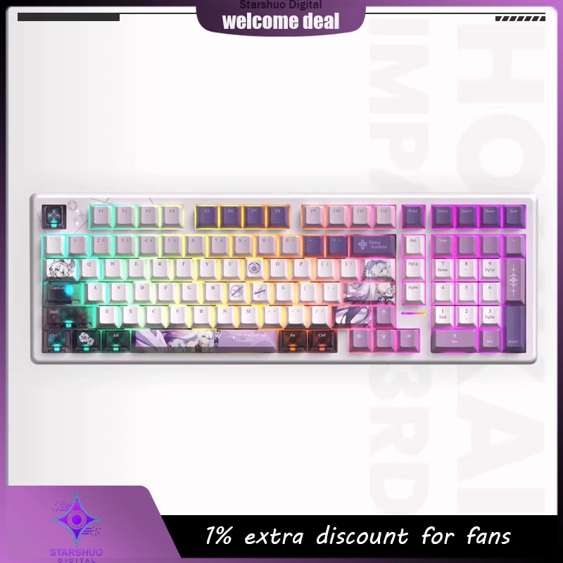 

Authentic Kiana Herrscher of Finality Mechanical Keyboard Tri-Mode Wireless Gaming Mechanical Keyboard Custom Tactile Switch