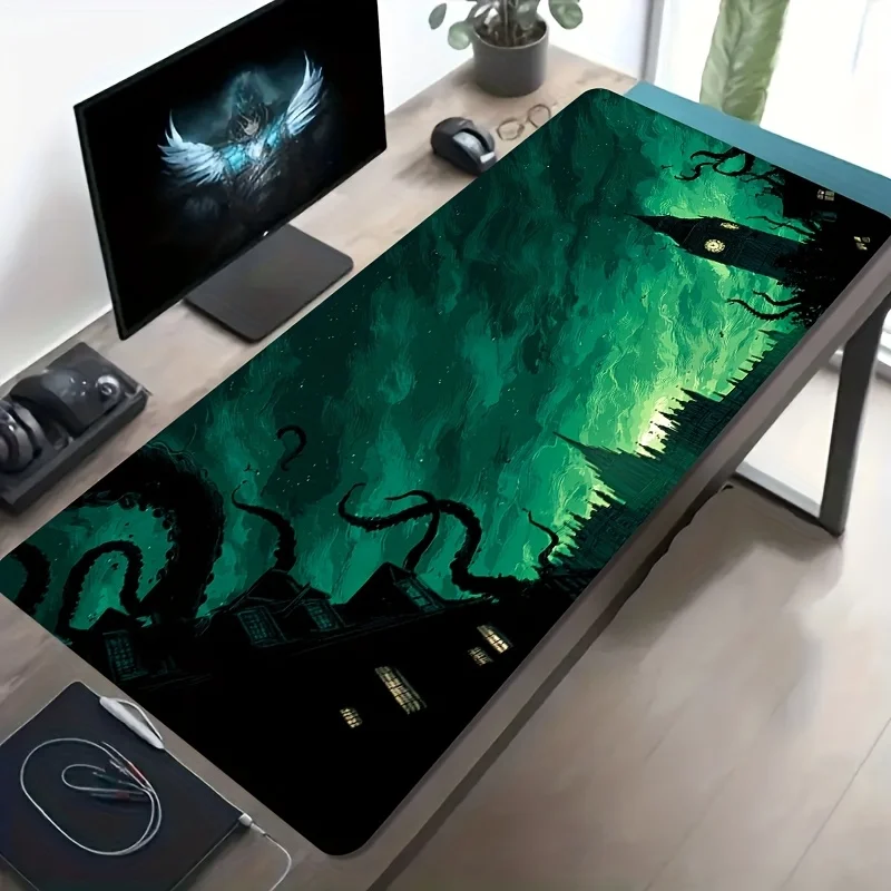 

1pc Extra Large Gaming Desk Mat | Cthulhu-Inspired Horror Art Design with Tentacles & Dark Fantasy Cityscape