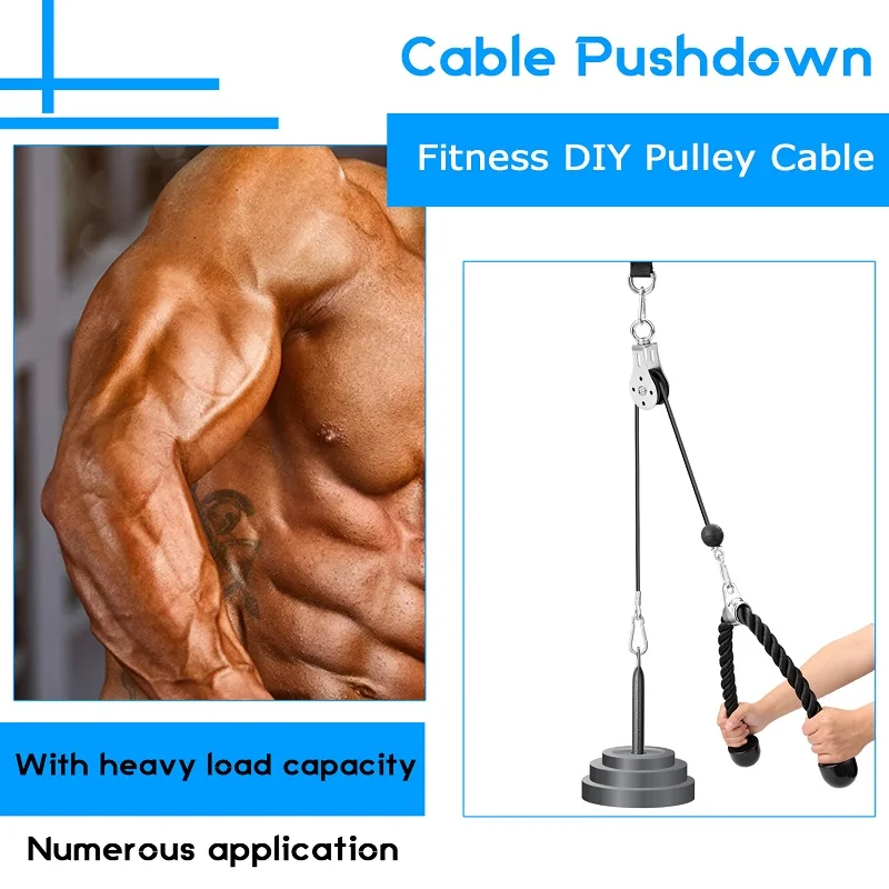 1Set 9/8 Pcs DIY Arm Biceps Triceps Chest Pull Rope Fitness Pulley Cable System Machine Workout Polea Gym Trainning Equipment