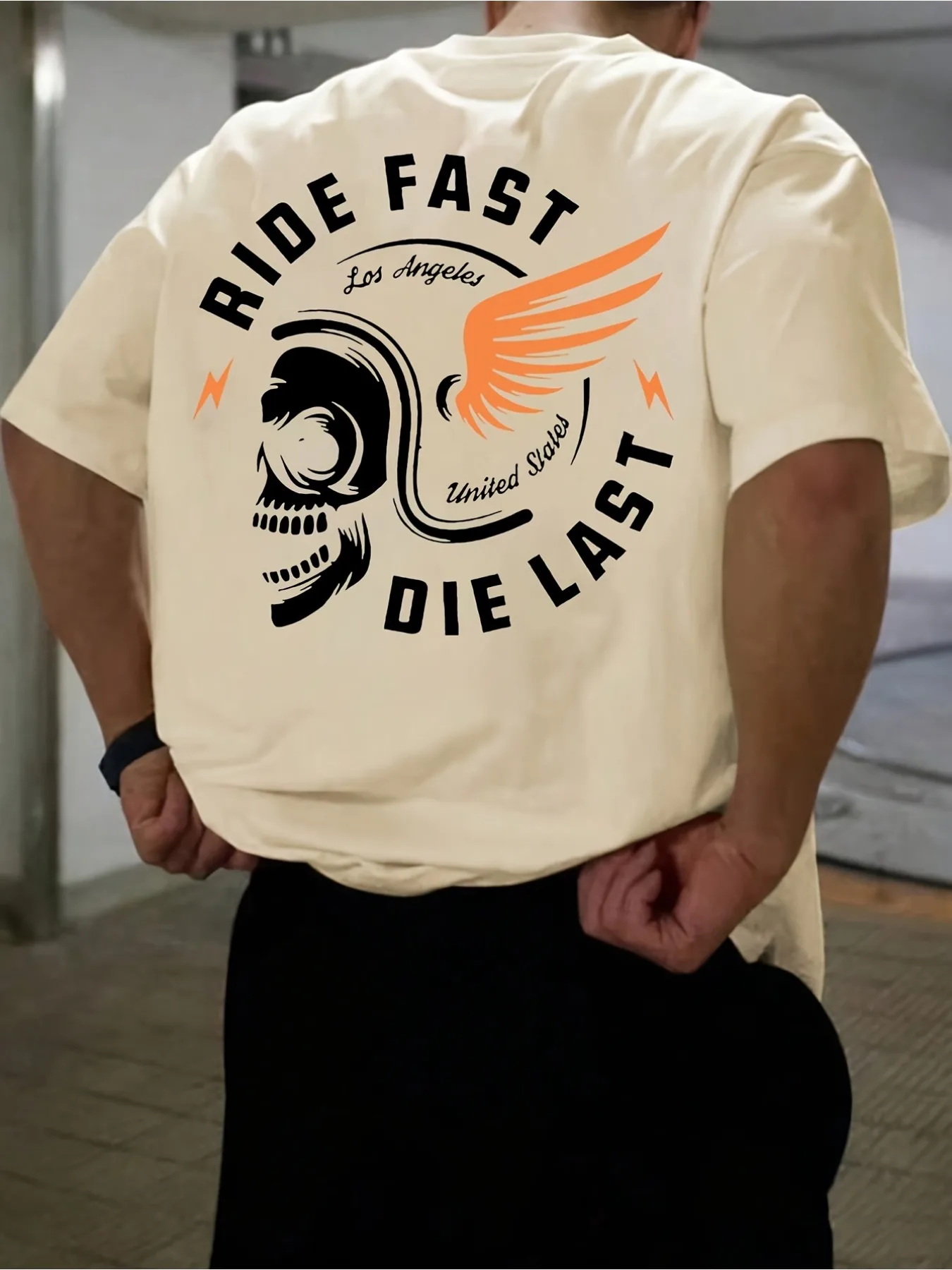Ride Los Angeles Skull Graphic T-Shirt Men Women Biker Streetwear Casual Short Sleeve Cotton Urban Oversized Tops