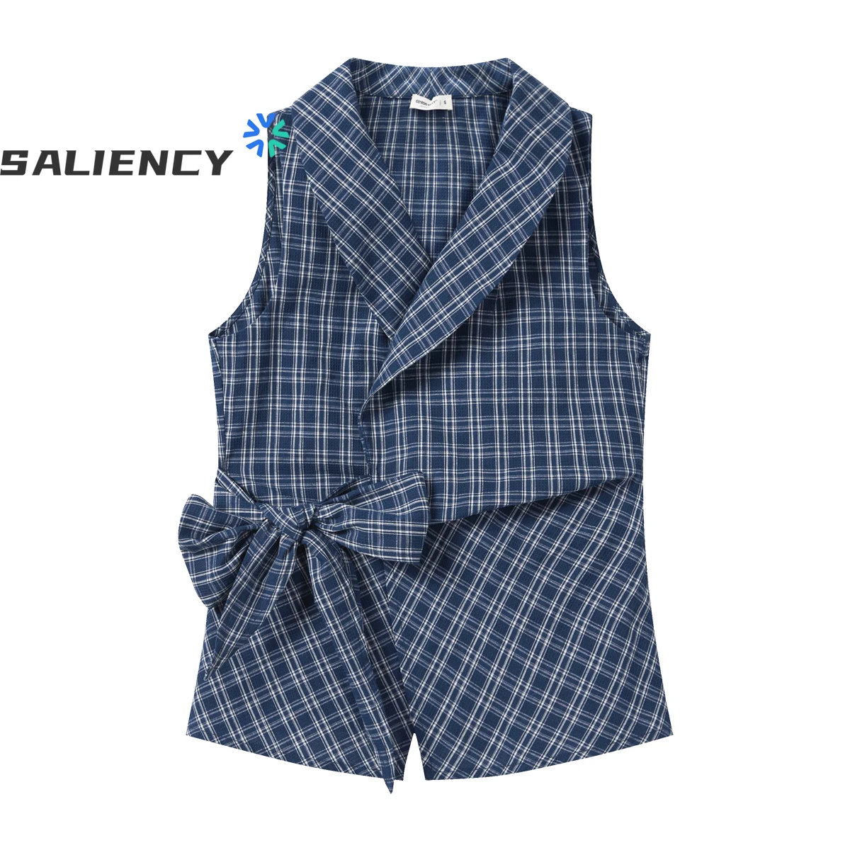 

SALIENCY женские винтажные топы на бретелях в клетку с v-образным вырезом и бантом, модная куртка без рукавов, майки, женские летние