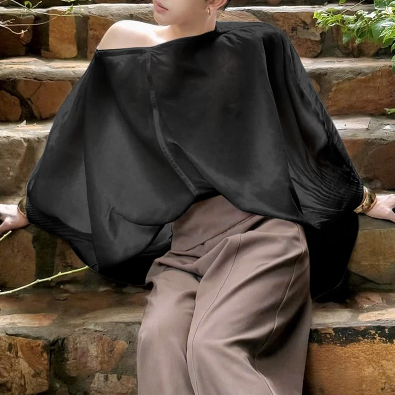 INCERUN الرجال تي شيرت العميق الخامس الرقبة طويلة الأكمام الصلبة انظر من خلال الرجال الملابس الشارع الشهير موضة مطوي حفلة تي شيرت القمم Camisetas