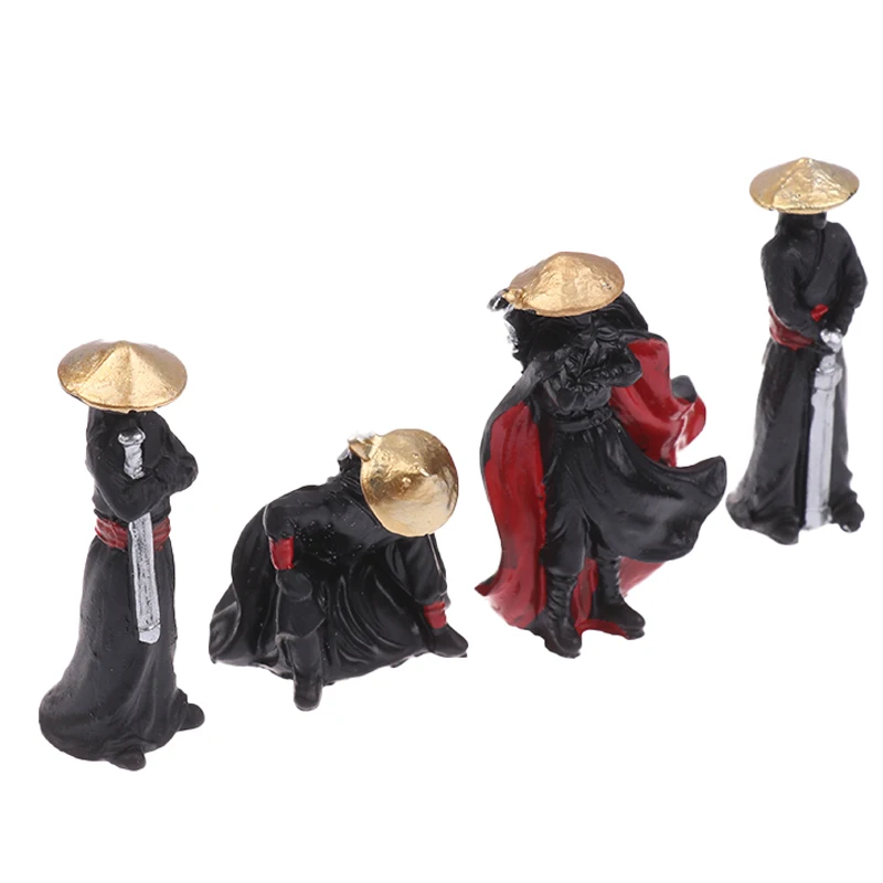 Set di 4 Miniature in Resina di Antichi Guerrieri Giapponesi e Cinesi, Ninja e Samurai, Modellini Decorativi per Auto, Regali