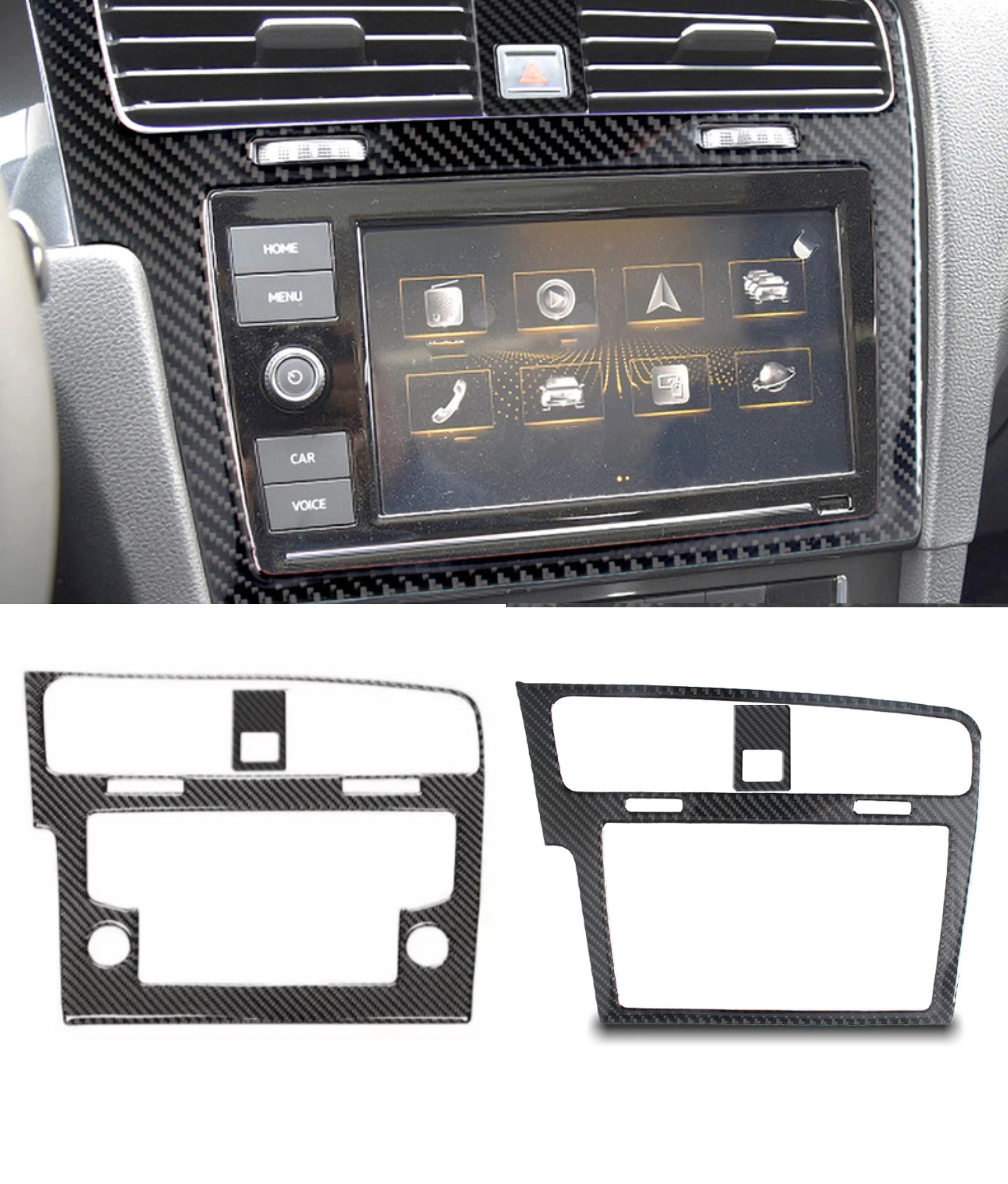 

For Volkswagen Golf 7 Mk7 2014 2015 2016-2019 Interior Sticker Carbon Fiber Center Console Navigation Cover Car Accessories