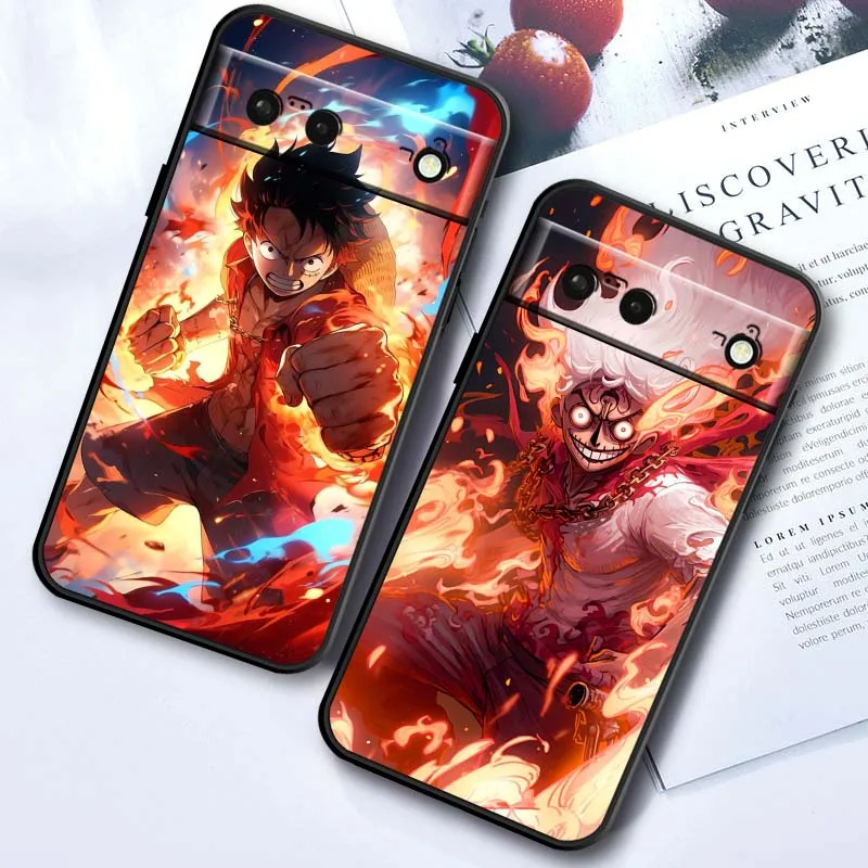 

Anime One Piece Luxury Phone Case For Google Pixel 9a 9 8A 8 7 7A 6 6A Pro XL 2024 5G Black Soft TPU Silicone Cover