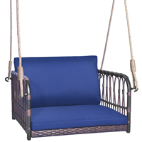 Hanging armchair Blue, hanging chair weight up to 180kg, suspension seat with cushions & metal frames & hanging ropes, swing chair for porch
