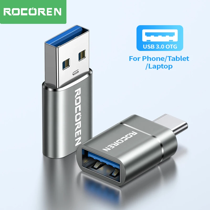 Rocoren Adapter USB typu C OTG Konwertery kabli USB C męskich na USB 3.0 żeńskie do Macbook Samsung S23 S22 Xiaomi 5 Gb/s Type-c OTG