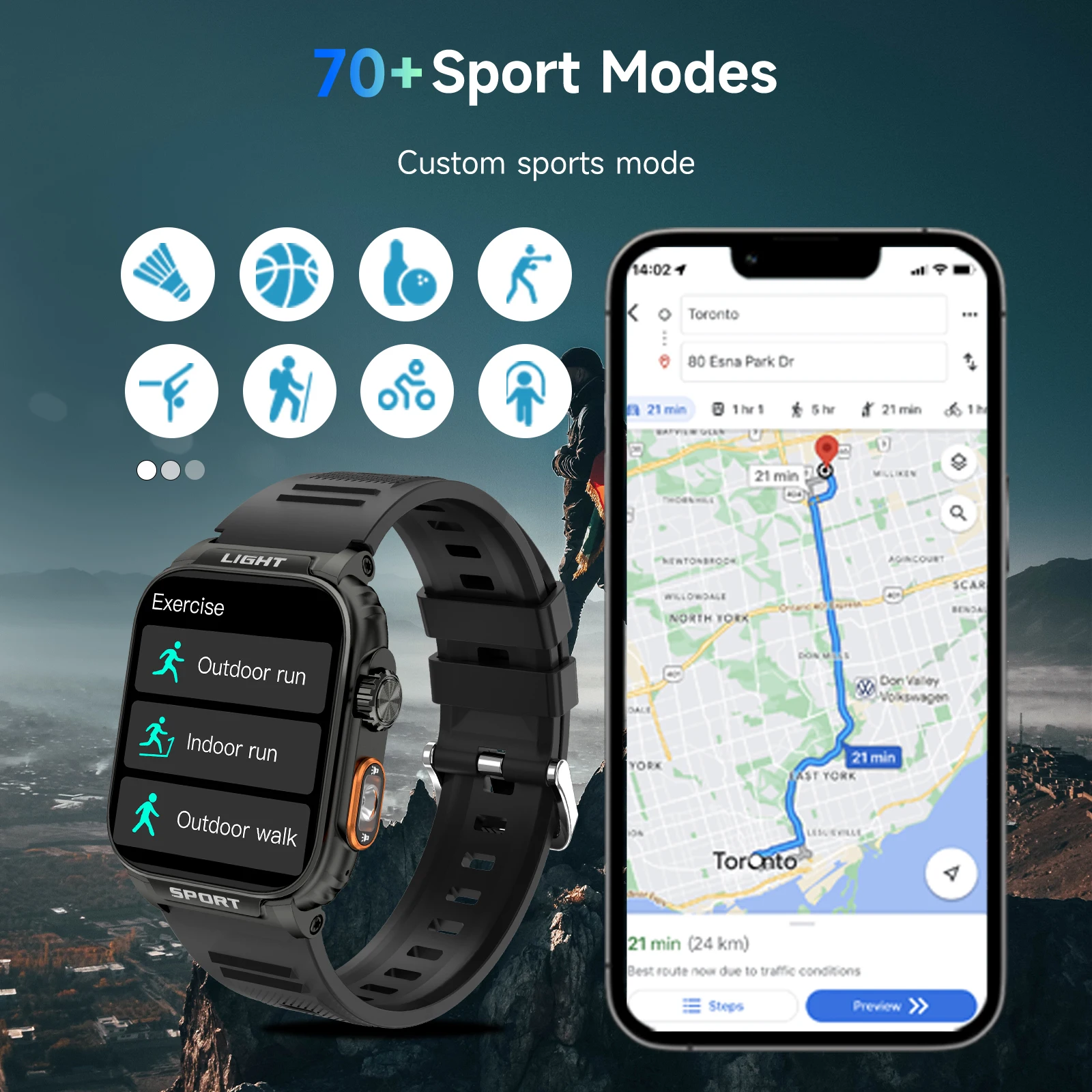 MISIRUN 1.91 بوصة ساعة ذكية مصباح ليد جيب بلوتوث دعوة سوار رياضي معدل ضربات القلب مراقبة النوم ساعة ذكية للرجال والنساء