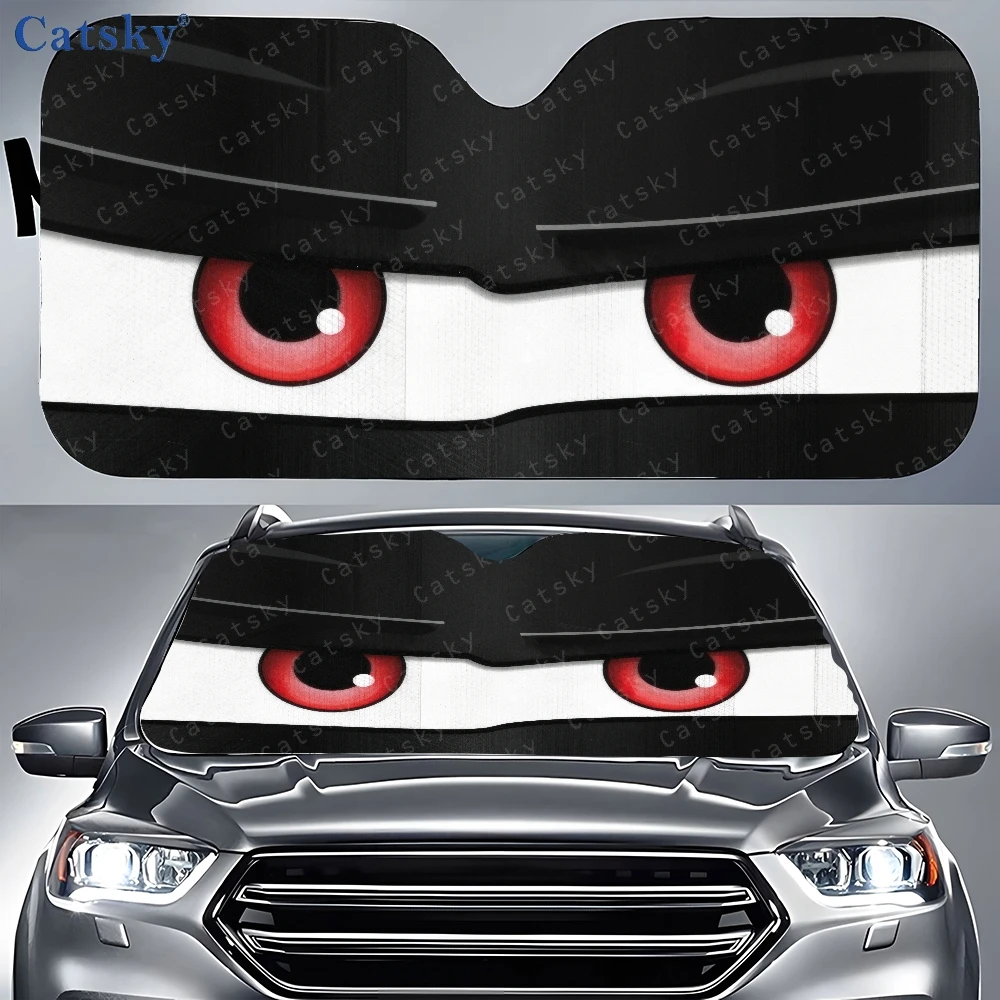 

Автомобильный солнцезащитный козырек с изображением черно-белого кота с красными глазами, солнцезащитный козырек для переднего окна автомобиля, защита от солнца.