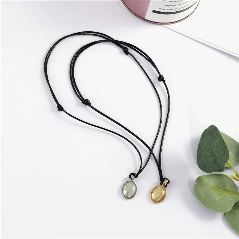Adjustable Black Braid Wax Cord for DIY Pendant Necklace