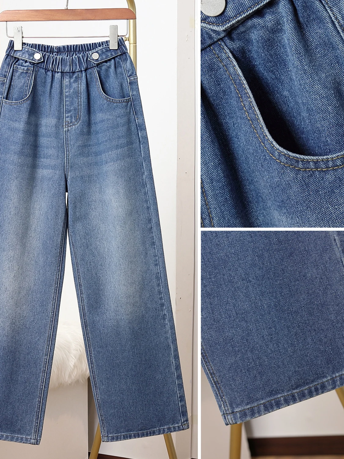 กางเกงยีนส์ผู้หญิงทรงหลวม ขาบาน ยาวคลุมเท้า ทรงตรง ผ้าฝ้าย สไตล์ลำลอง สวมใส่สบาย ฤดูใบไม้ผลิ 2026