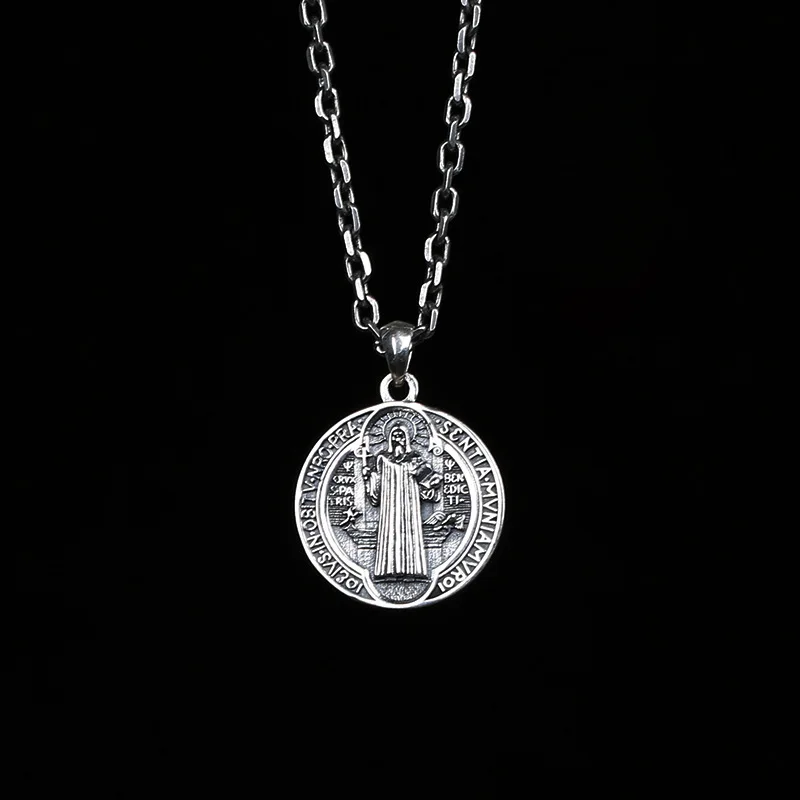 

Euro American Circle 925 Sterling Silver Pendant Men's Vintage Thai Silver Necklace Men's Pendant Men's and Women's Accessories