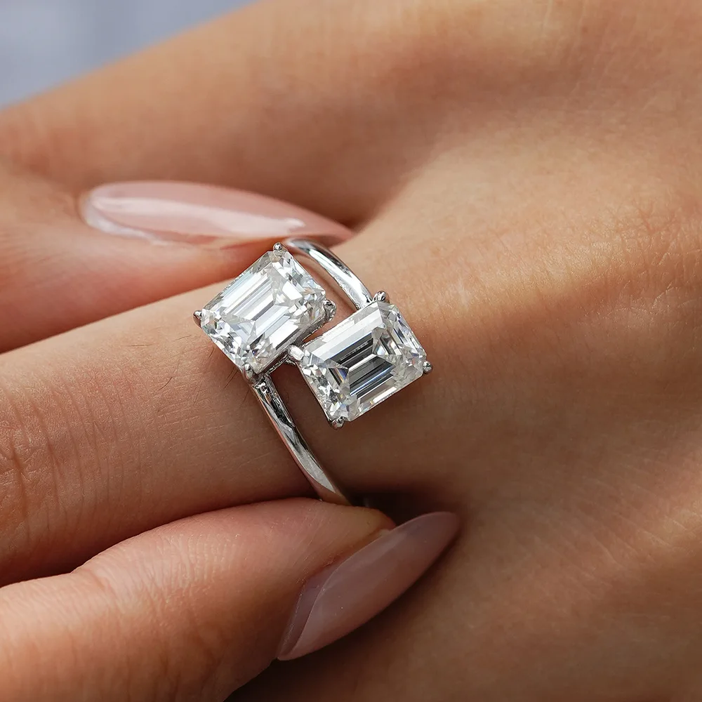 Butterflykiss كل 2ct D اللون الزمرد مويسانيتي الرجال خاتم 925 فضة خواتم الخطبة للرجل المجوهرات بالجملة