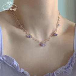 Mysterious Purple Lily of The Valley Necklace Female Design Sweet and Romantic Choker Jewelry Ornament Creative Resin