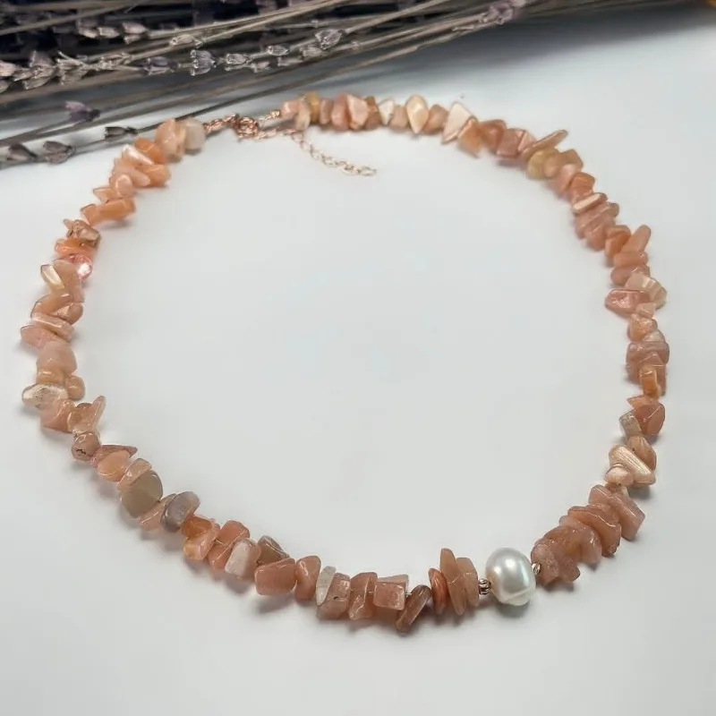 

New Natural Stone Necklace Light Luxury High Sense Handmade Beaded Neck Chain Summer Accessories New Collarbone Chain Jewelry