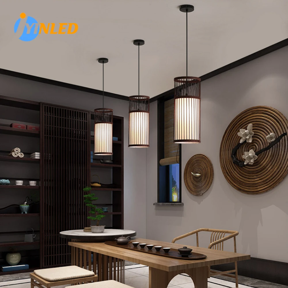 Modern Bamboo Hand Woven Bamboo Art Chandelier Bamboo Lantern Chandelier Bedroom Dining Room Lamp Japanese Pendants Lights