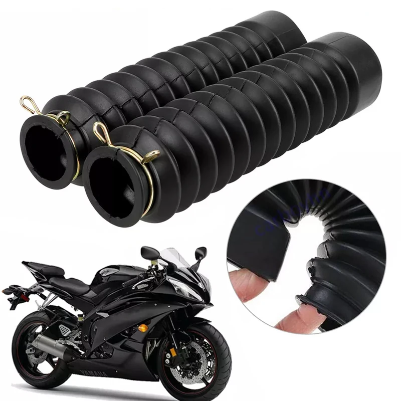 Motorcycle Dust Proof Sleeve Protector Damping Rubber 2Pcs Front Fork Shock Absorber Dust Cover Gaiters Gators Boots Universal