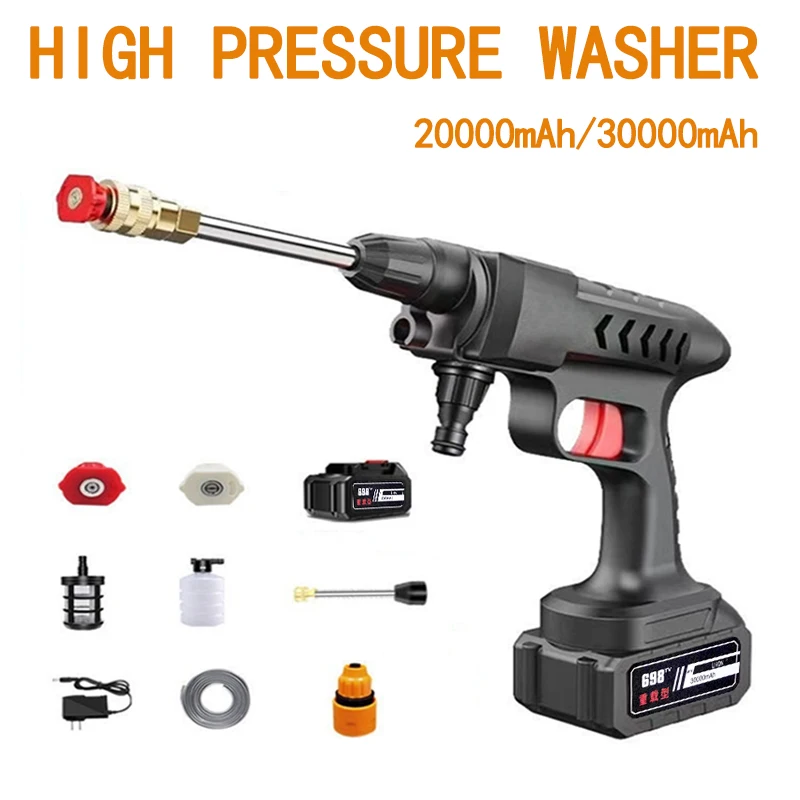 Imagem -05 - sem Fio Car Washer Gun Pistola de Água o para Auto Casa Jardim Limpeza Portátil Lavagem de Carro Acessórios 20000 Mah 30000mah de Alta Pressã