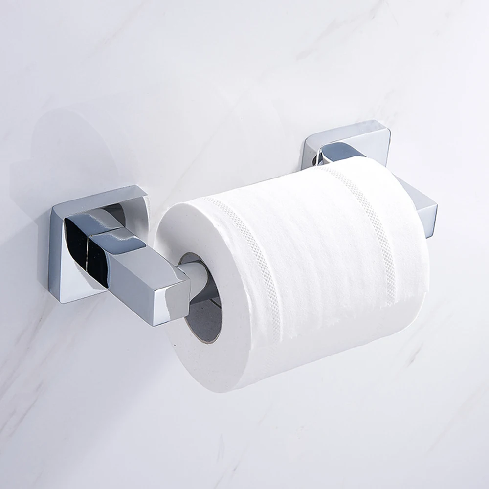 1pc Toilet Paper Holder Roller Retractable Tissue Rack Plastic Universal Spring Loaded Bathroom Bar Replace 16cm/6.30inch Silver