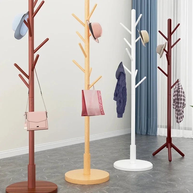 Solid wood coat rack Simple household clothes rack in the bedroom floor modern single-pole storage clothes rack