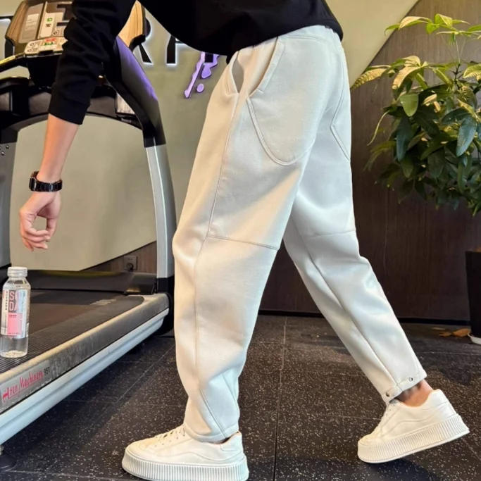 

2026 New Men's Casual Sports Pants Straight Leg Harlan Loose Fit Trendy Patchwork Design Comfortable Elastic Waist Casual Tro...