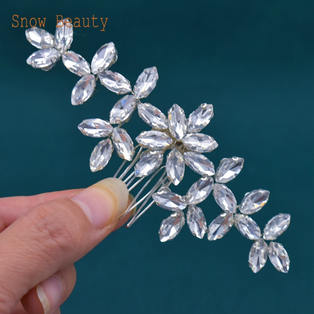 A477 Trendy Wedding Hair Comb Rhinestone Head Jewelry Wedding Hair Accessories Flower Bridal Headpiece Crystal Women Tiara