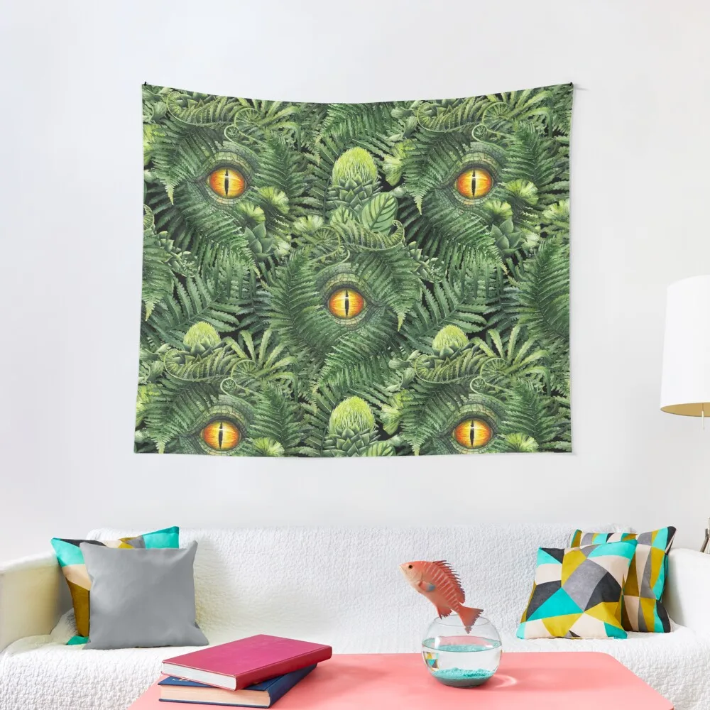 

Watercolor dinosaur eye and prehistoric plants Tapestry Room Decorarion Aesthetic Christmas Decorations For Home 2022