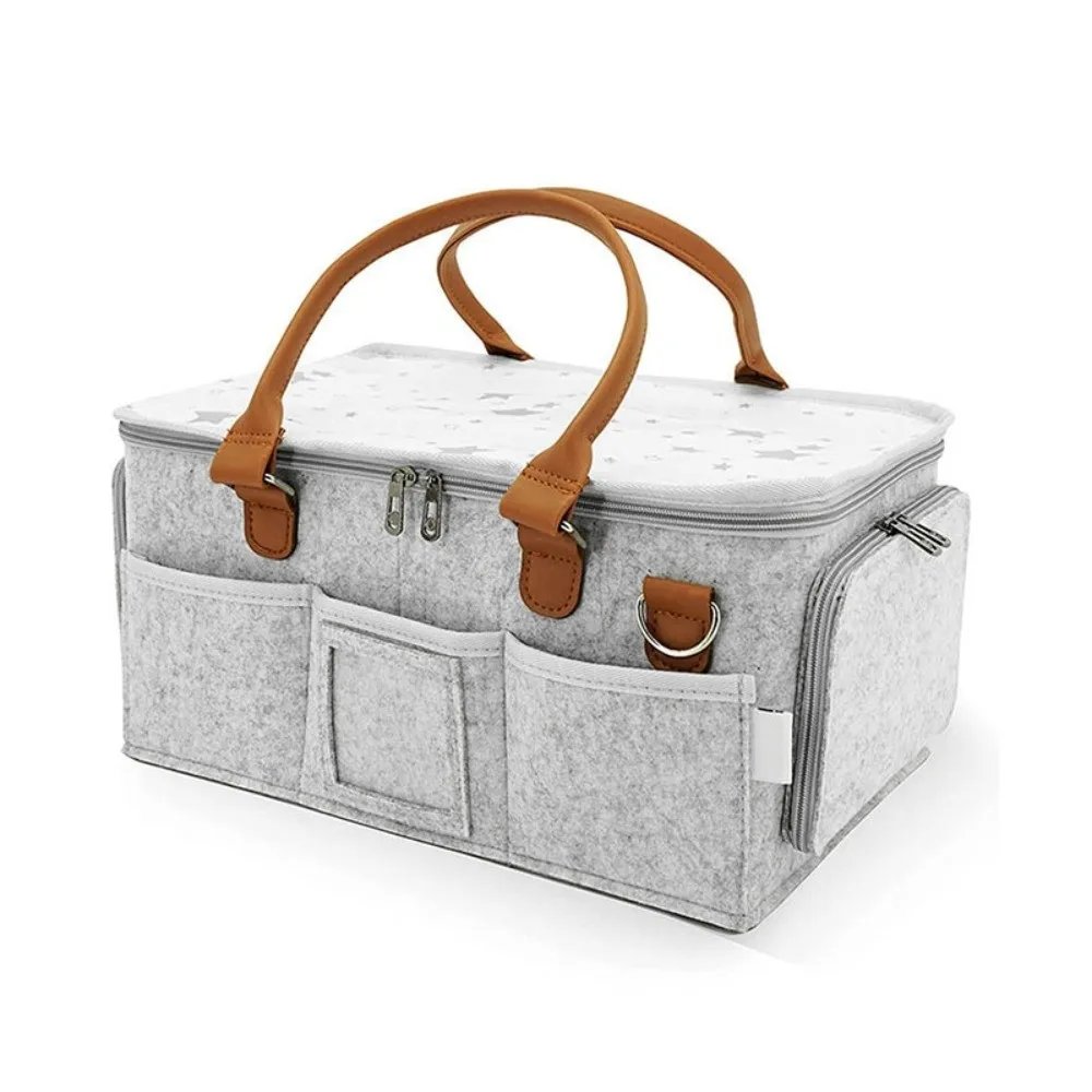 New Felt Baby Diaper Storage Bag Portable Large Pocket Mommy Bag Large Capacity Nursery Organizer Infant Care