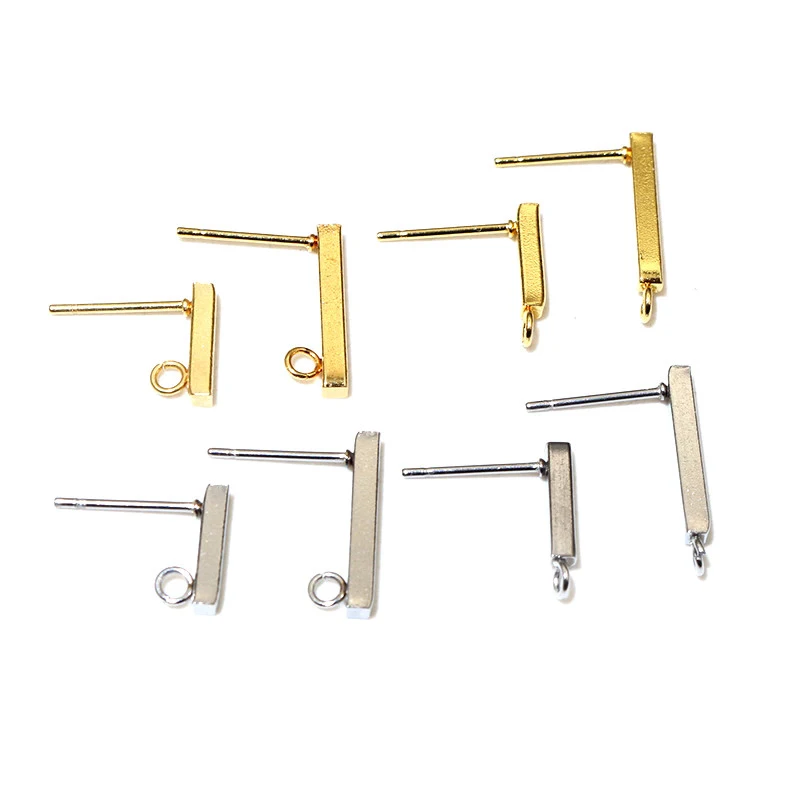 20pcs 10mm 15mm Stainless Steel Earring Hooks Bar Tube Stud Earrings Ear Wires Connector DIY Jewelry Making Findings Supplies