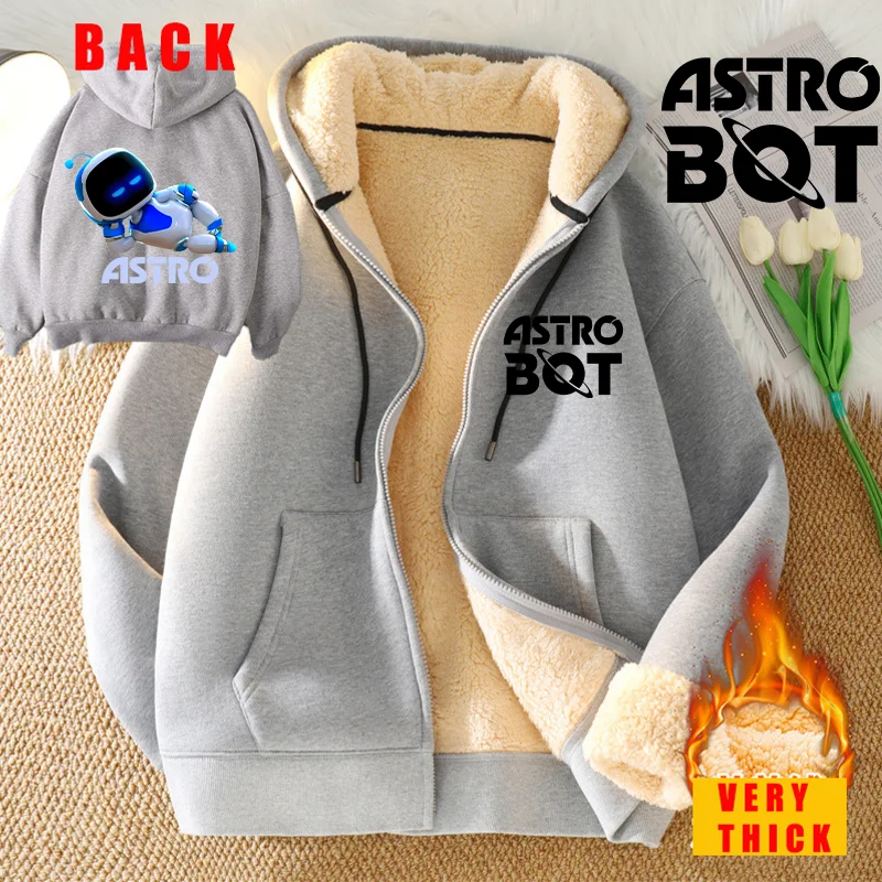 Astro Bot Child Zip-up Hoodie Cute Cartoon Anime Hoodies Boys Kids Fashion Casual Coat Jackets Autumn Heat Preservation Clothes