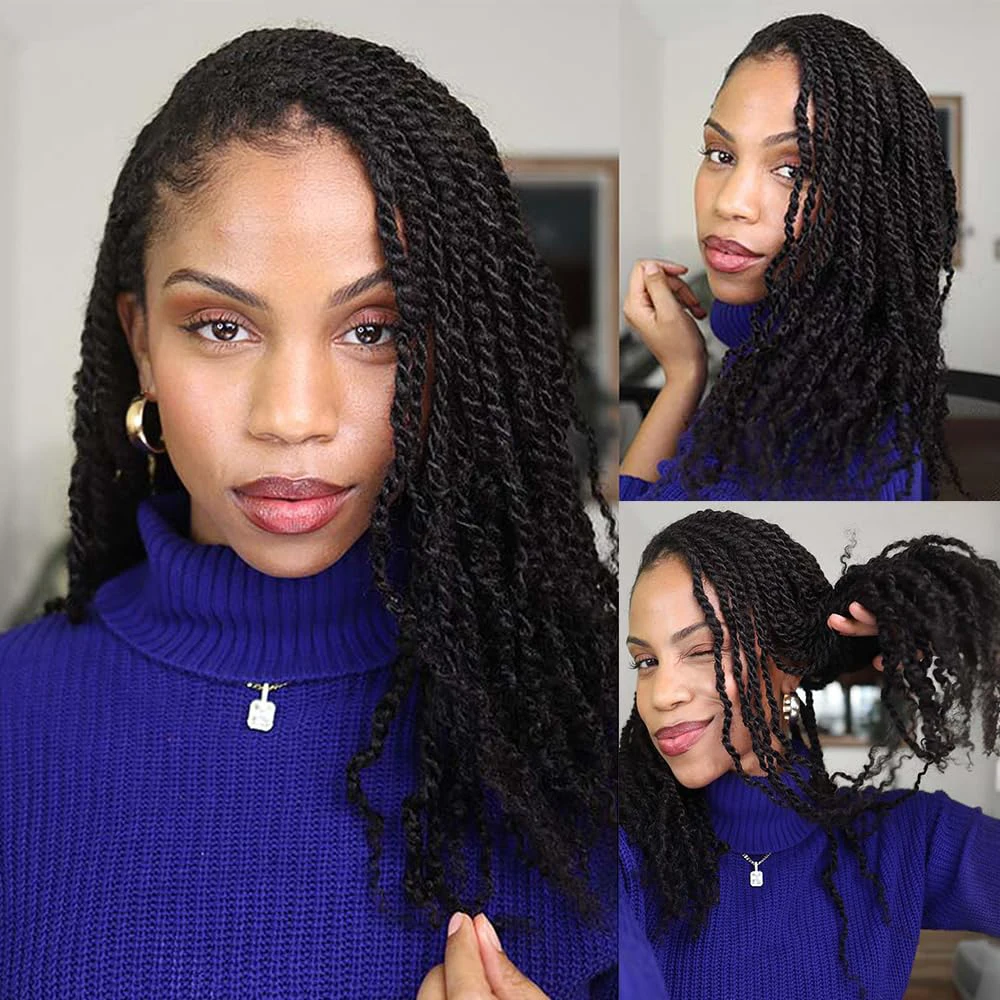 Afro Kinkys Bulk Echt haar 100% echt haar voor vlechten Dreadlock Mini Twist Loc Extensions Afro Kinky Krullend haar Bulk Zwart