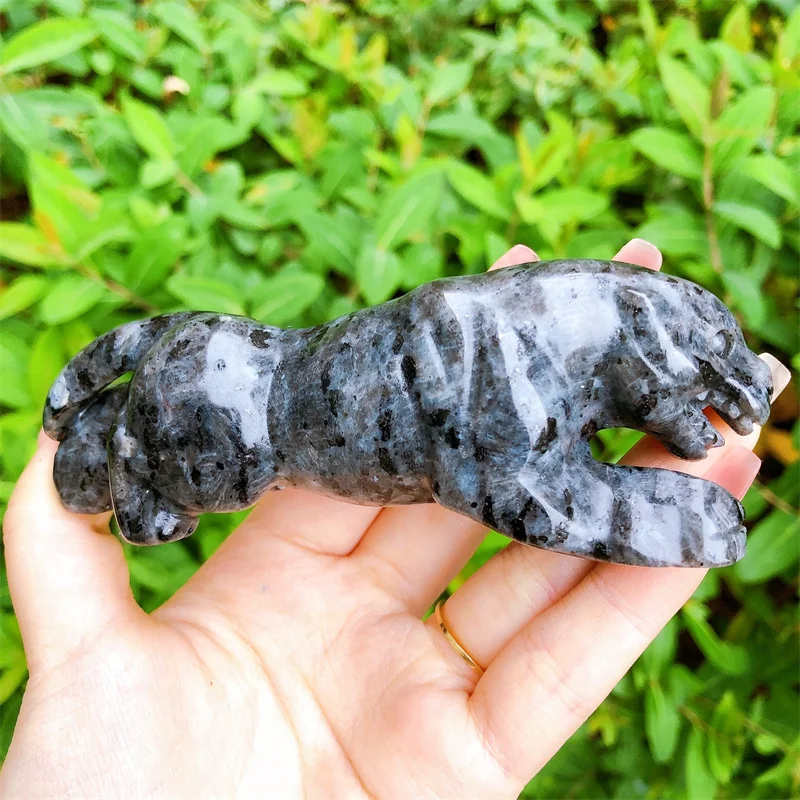 Natural Larvikite Cheetah Gemstone, Healing Crystal, Animal Figurine, Reiki Carved Stones, Gift, Room Decoration, 1Pc