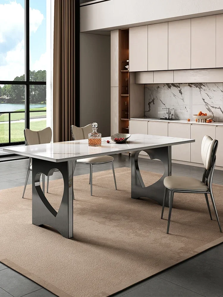 Top - Notch Long - Lasting Light Luxury Dining Table And Chairs In One 2023 New Modern Simple Rectangle Superior